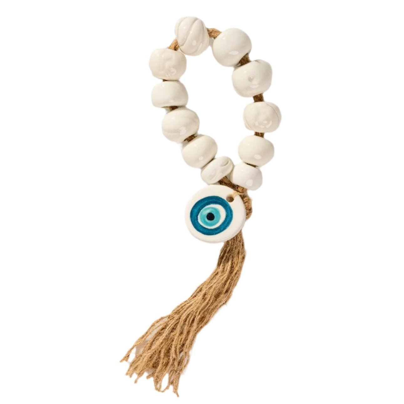 Ceramic Evil Eye Lucky Charm Decor (White and Blue)