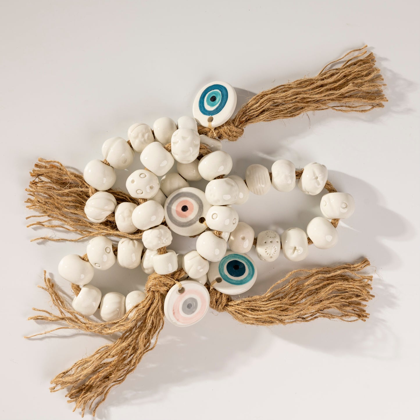 Ceramic Evil Eye Lucky Charm Decor (White and Blue)