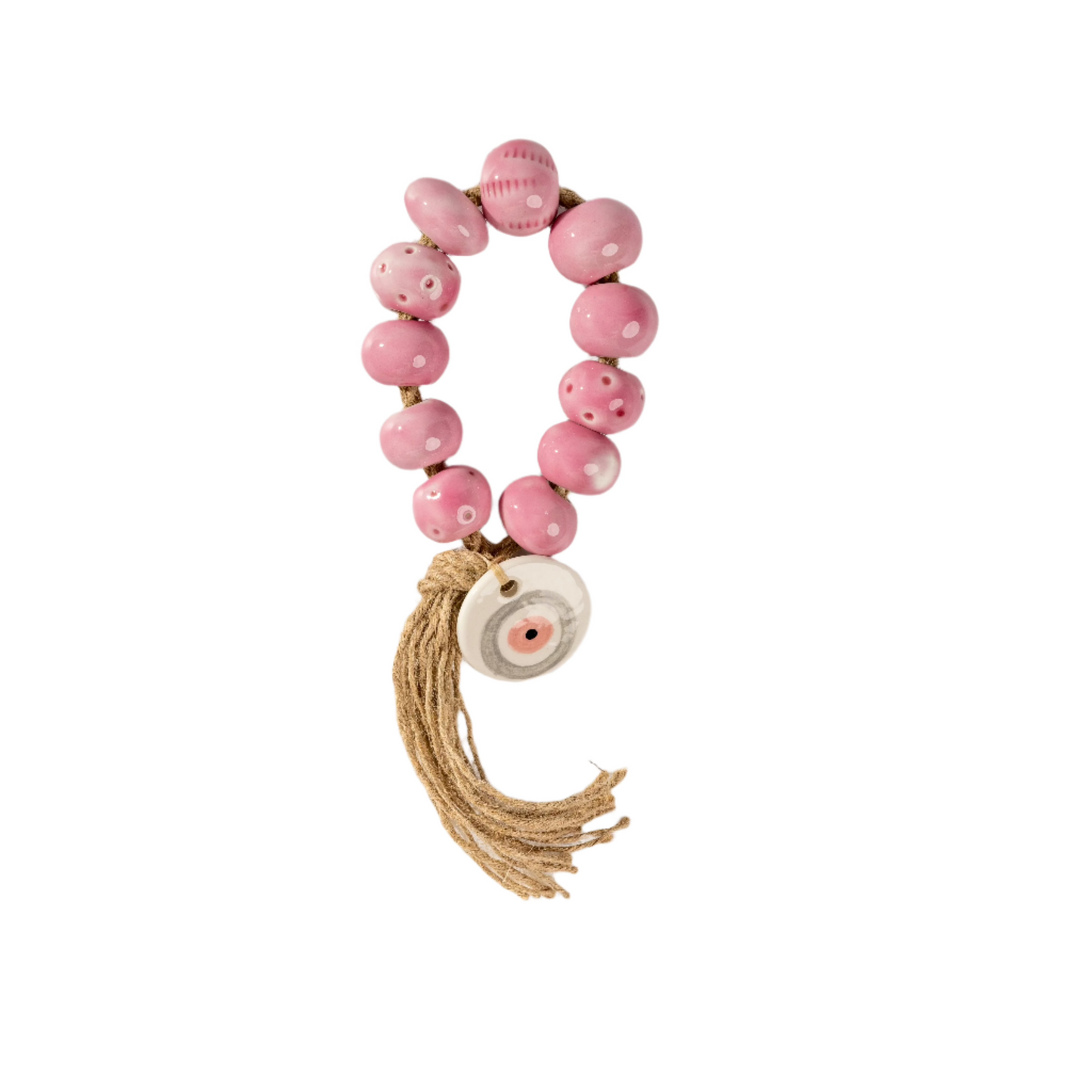 Ceramic Evil Eye Lucky Charm Decor (Pink)