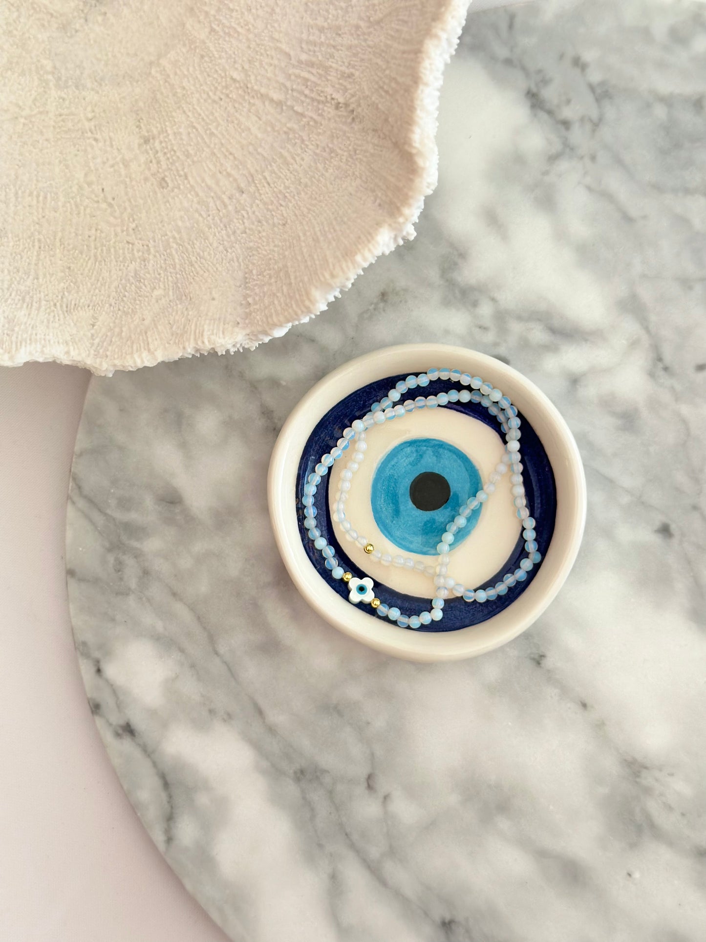 Kalliopi Moonstone & Mother of Pearl Evil Eye Bracelets