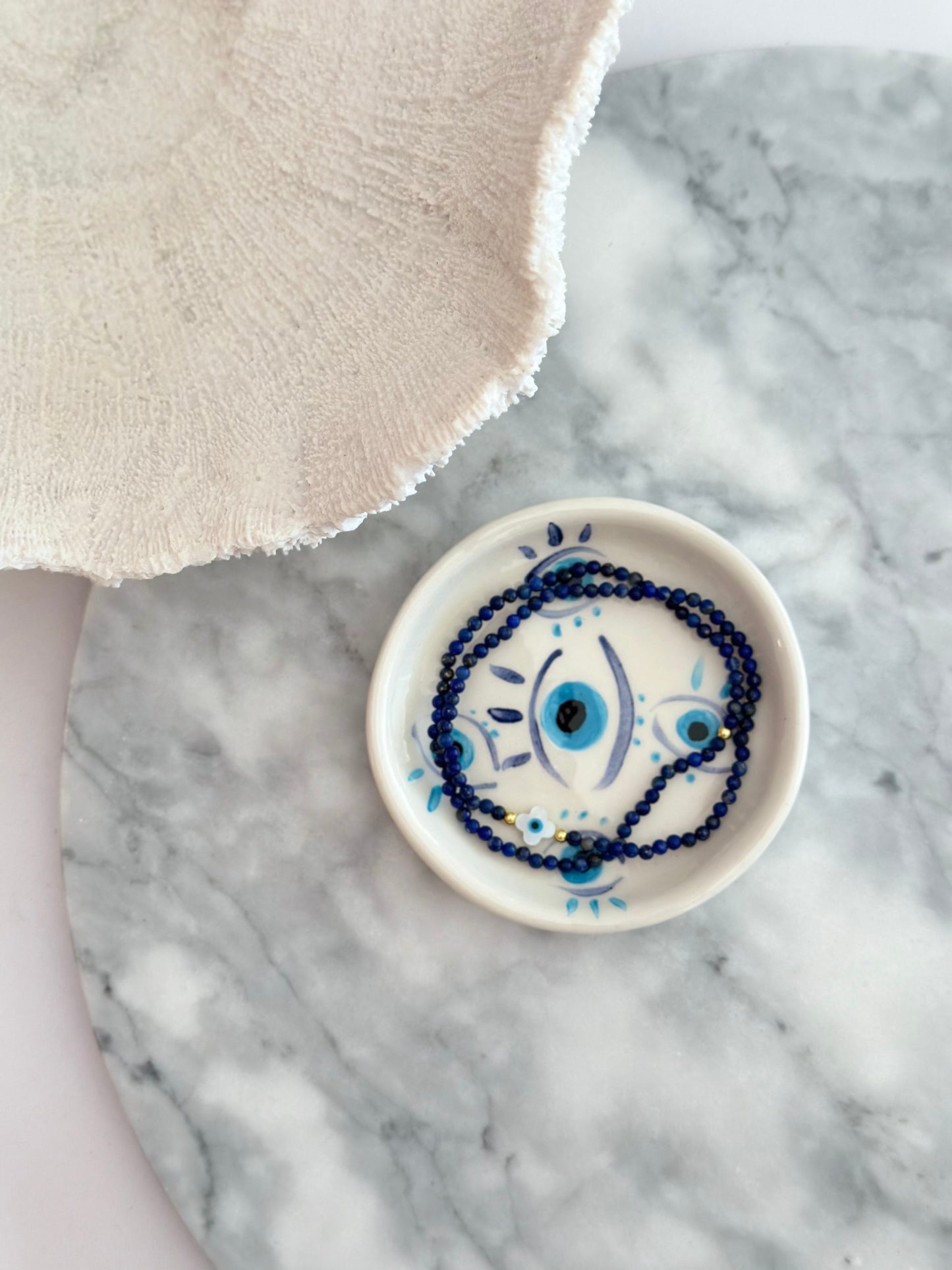 Georgia Lapis Lazuli & Mother of Pearl Evil Eye Bracelets