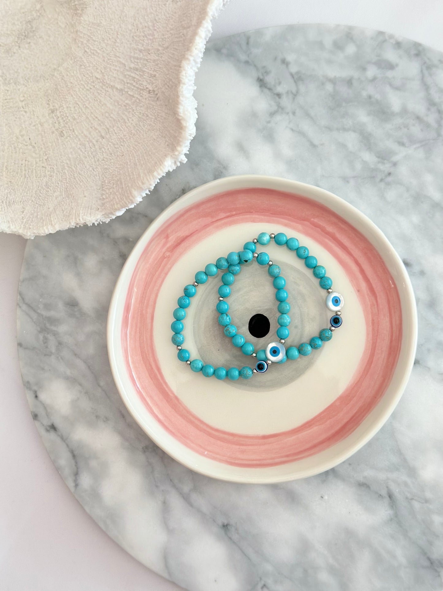 Catherine Turquoise & Mother of Pearl Evil Eye Bracelet
