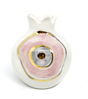Pomegranate Evil Eye Lucky Charm - Pink with Gold