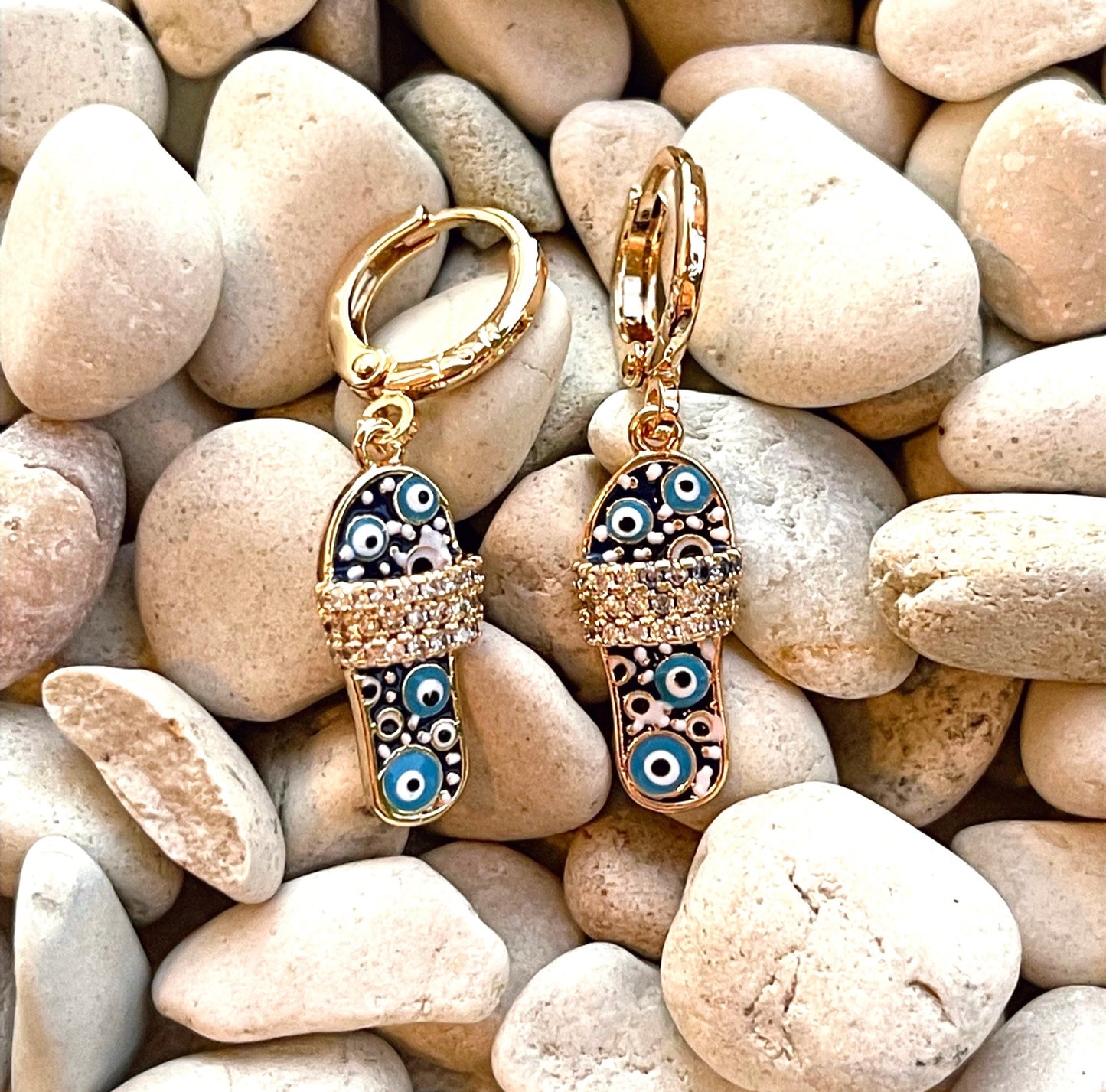 Evangeline's Evil Eye Sandal Earrings