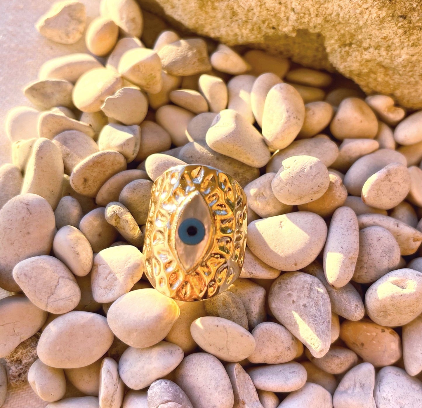 Melissa's Mother of Pearl Evil Eye Ring