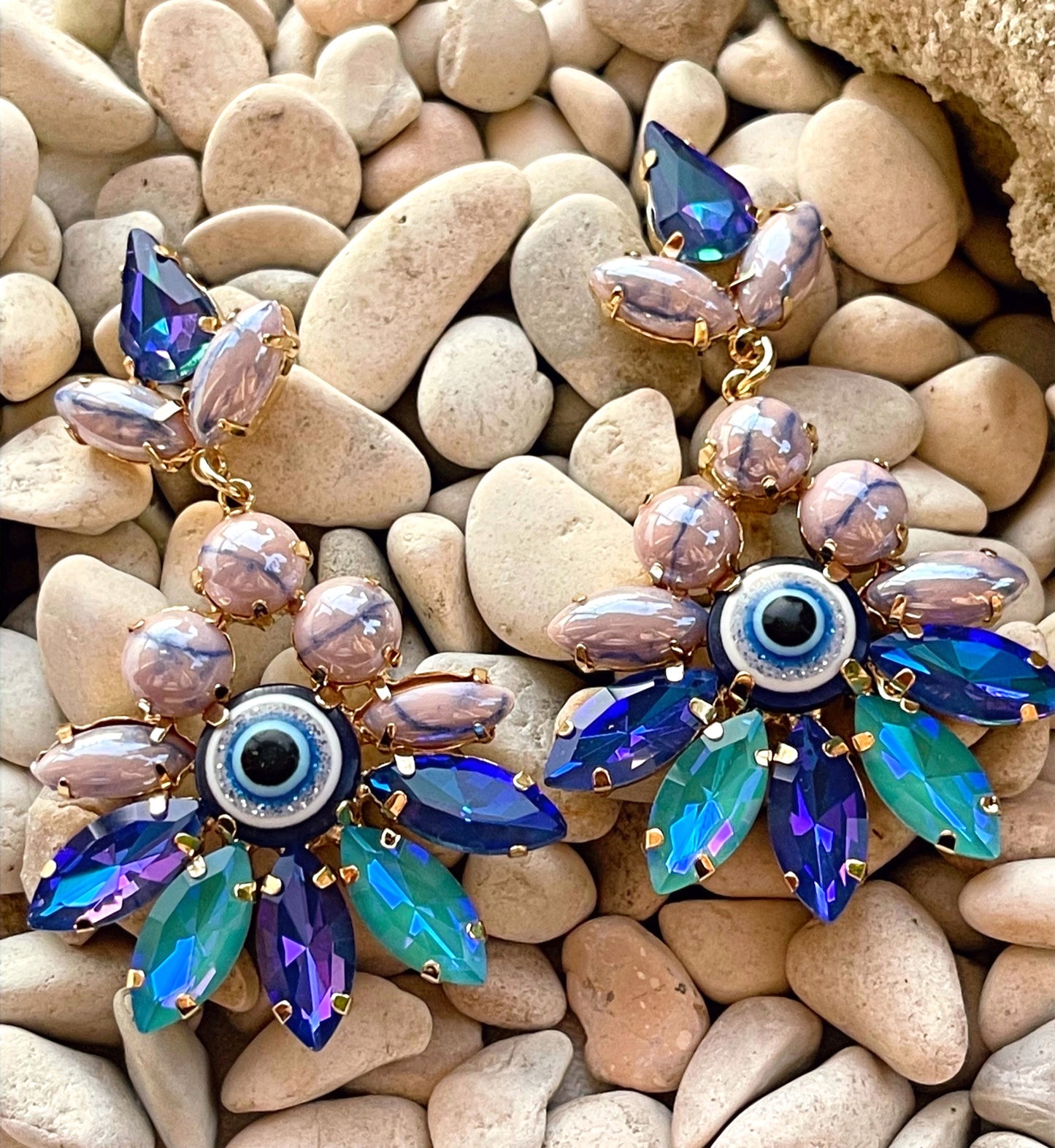 Selena's Multi Blue Evil Eye Earrings