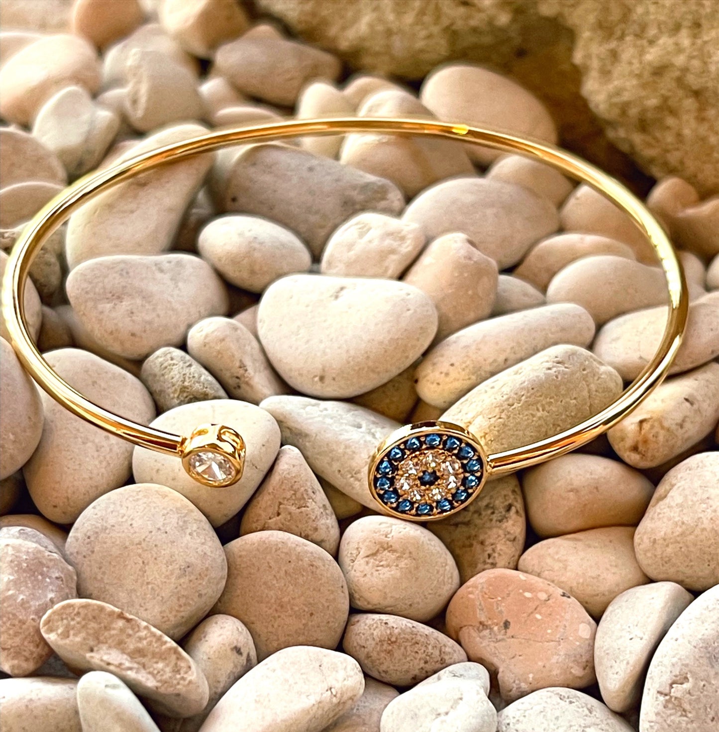 Nicole's Evil Eye Gold Cuff Bangle