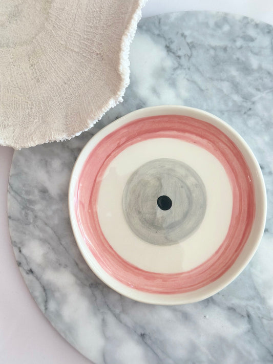 Pink Evil Eye Ceramic Plate