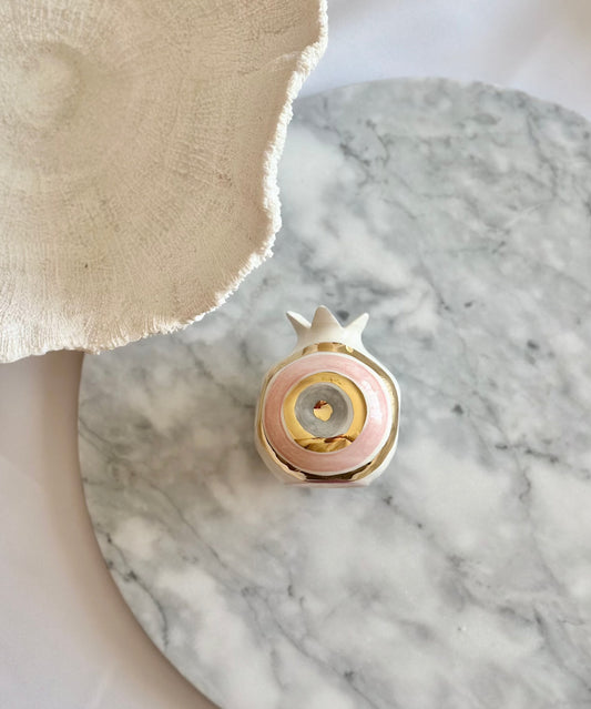 Pomegranate Evil Eye Lucky Charm - Pink with Gold