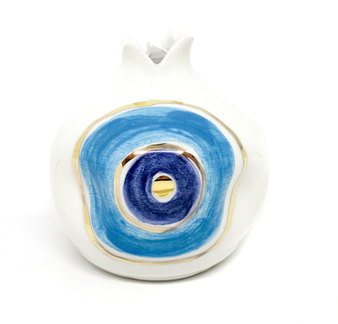 Pomegranate Evil Eye Lucky Charm - Blue with Gold
